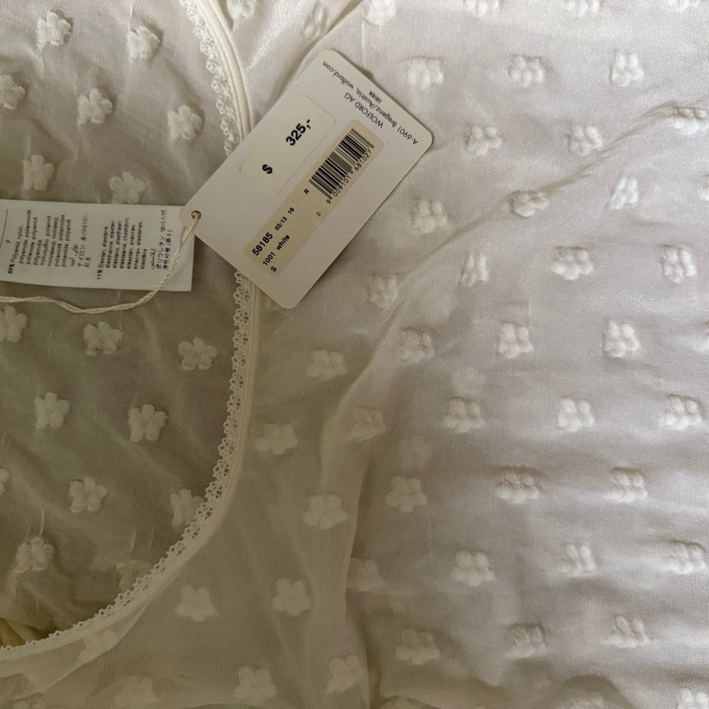 Worried with tags Elegant Cream Lace-Trimmed see through top